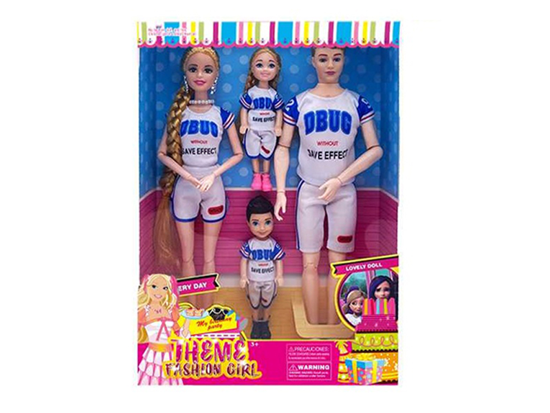 11.5 Solid 11 Joint Fashion A Family Of Four Dolls With Earrings And Necklaces