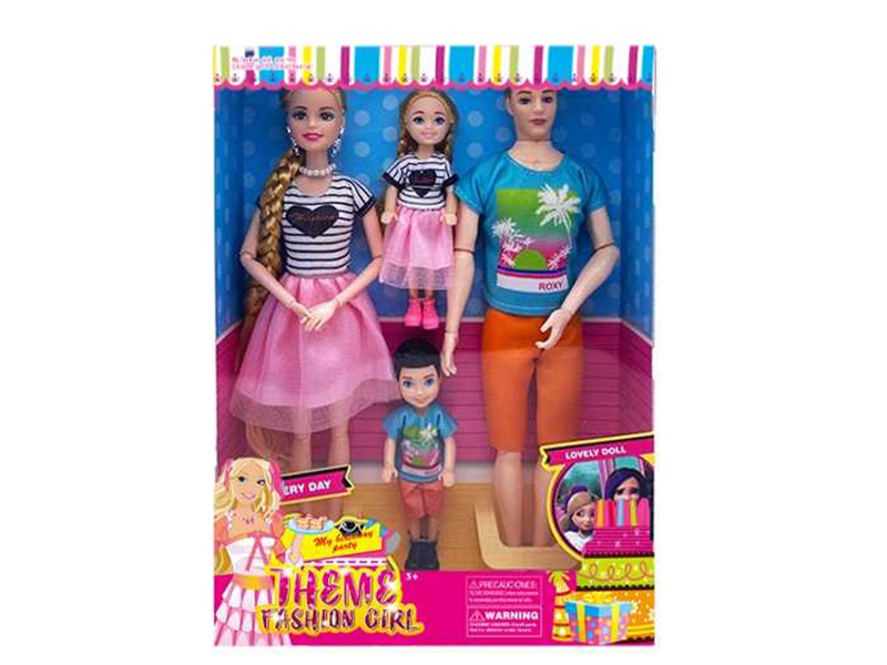 11.5 Solid 11 Joint Fashion A Family Of Four Dolls With Earrings And Necklaces