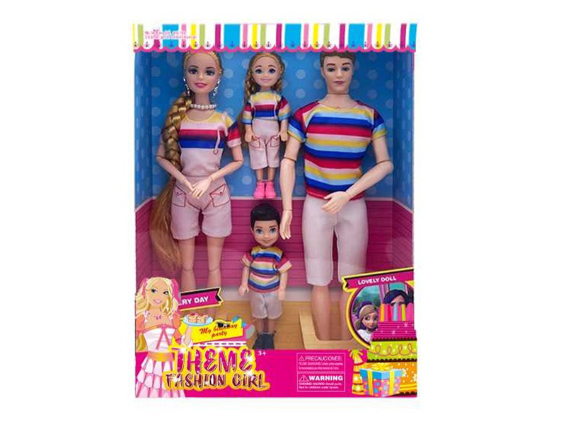 11.5 Solid 11 Joint Fashion A Family Of Four Dolls With Earrings And Necklaces