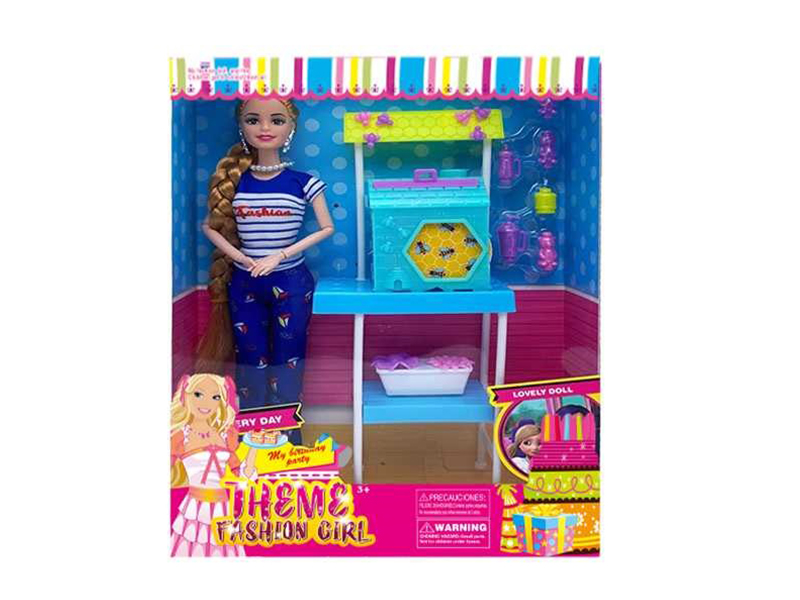 11.5 Inch Solid 9 Joint Fashion Doll With Earrings, Necklace, Honeycomb Table, Blister Accessories