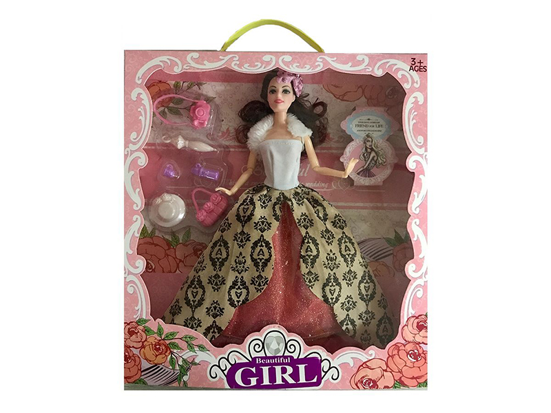 11.5 Inch 9 Joint Fashion Show Big Skirt Doll Hat Blister Camera