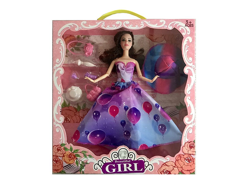 11.5 Inch 9 Joint Fashion Show Big Skirt Doll Hat Blister Camera