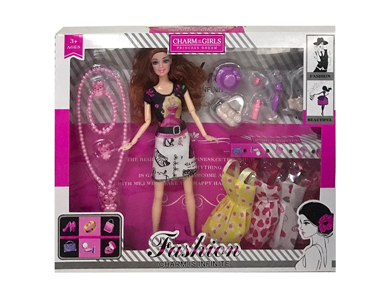 11.5 Inch 9 Joint Fashion Doll With Hello Kt Large Necklace Hat Camera Blister Hanging Skirt