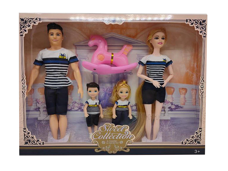 11.5 Inch, 9 Joint, A Family Of Four Dolls With Rocking Horses, Men With Living Hands