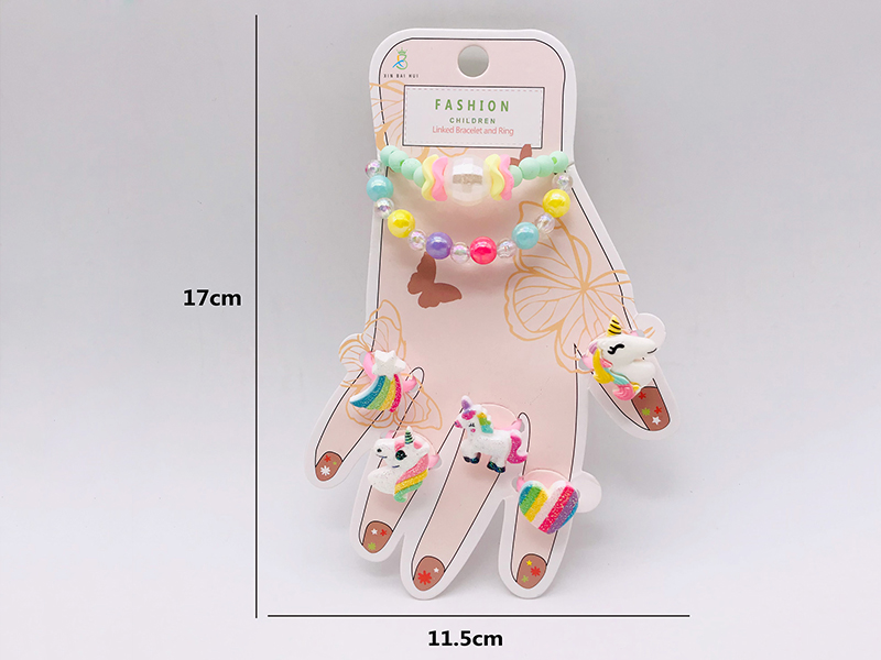 Girl Jewelry - Unicorn Bracelet Ring Set