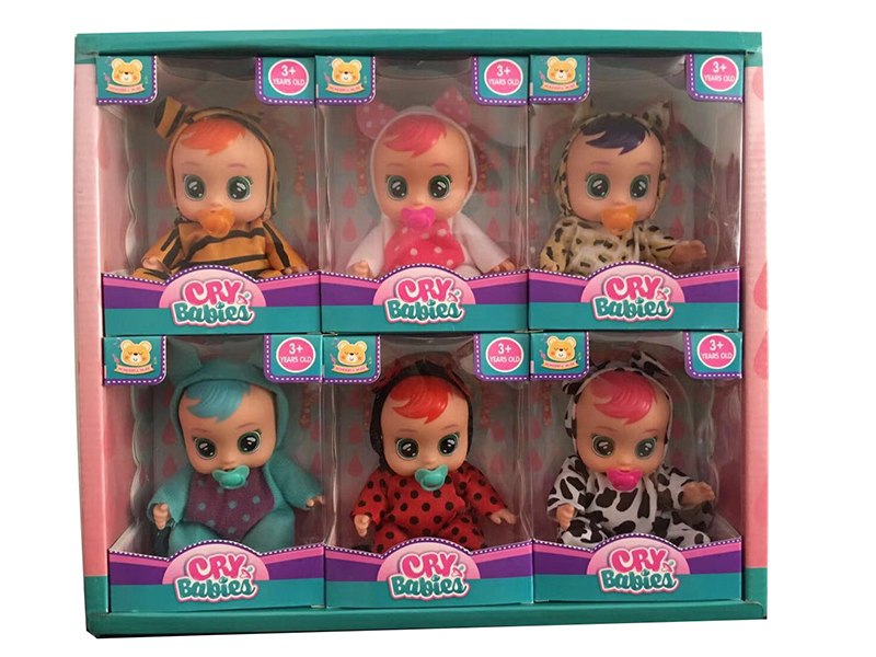 6PCS 5.5 Inch Real Crying Doll With Colorful Light And Four Tone Ic