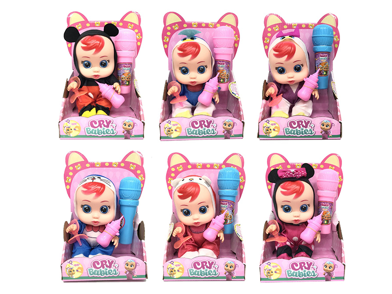 10 Inch Enamel Crying Doll With Colorful Light And Four Tone Ic