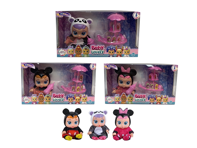 10 Inch Enamel Crying Doll With Colorful Light And Four Tone Ic