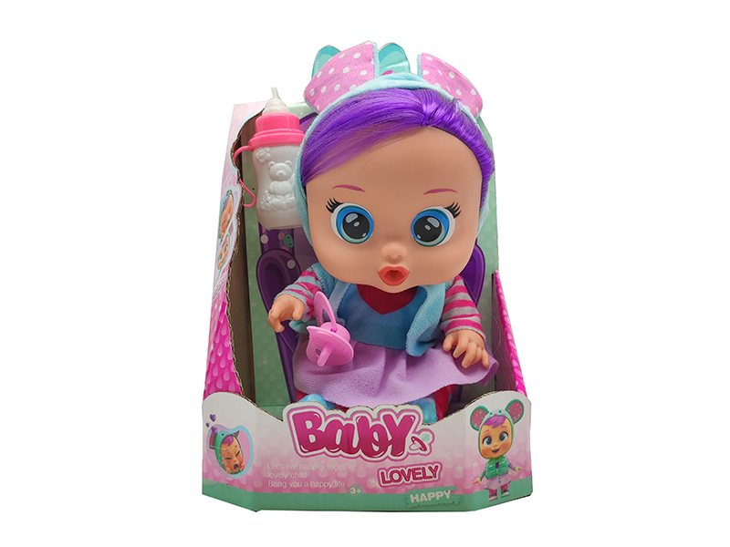 9Th Generation 14 Inch Enamel Crying Girls With Hair Doll