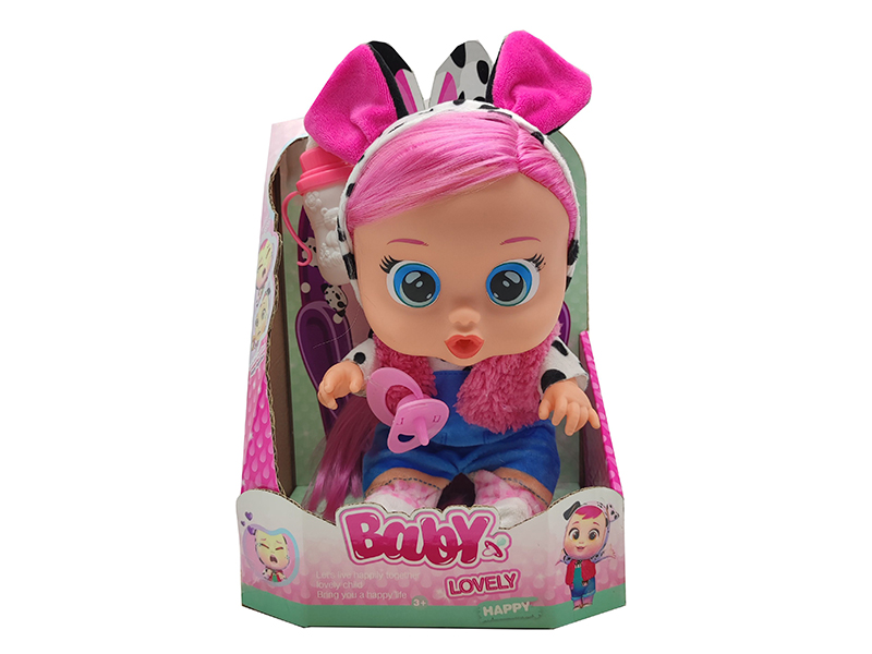 9Th Generation 14 Inch Enamel Crying Girls With Hair Doll