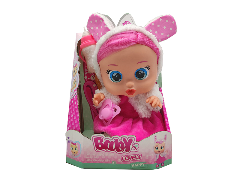 9Th Generation 14 Inch Enamel Crying Girls With Hair Doll