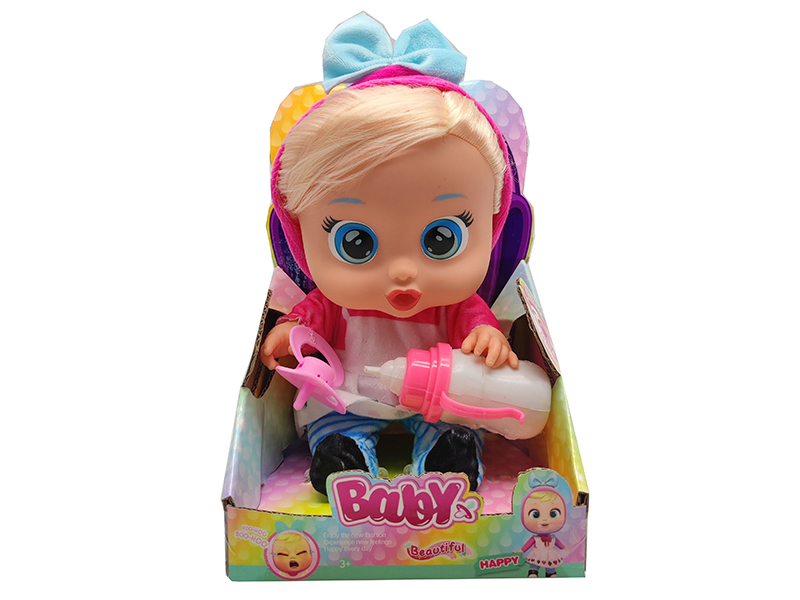 10Th Generation 14 Inch Enamel Crying Girls With Hair Doll
