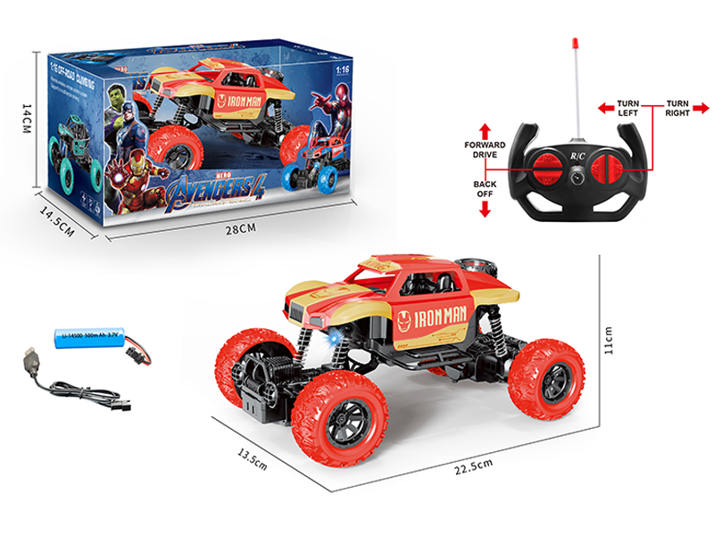 1:16 R/C 4CH Iron Man Climbs The Police Car With Lights