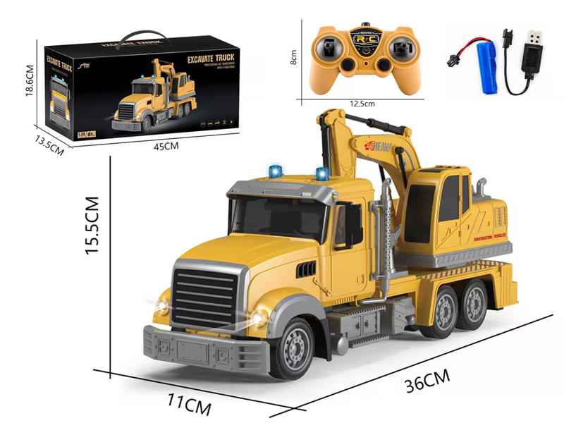 1:24 R/C 6CH 2.4G Opposite Frequency Excavation Engineering Vehicle With Light