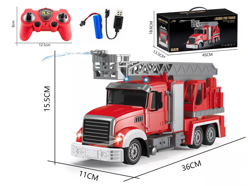 1:24 R/C 7CH 2.4G Opposed Frequency Water Spray Ladder Fire Truck With Light