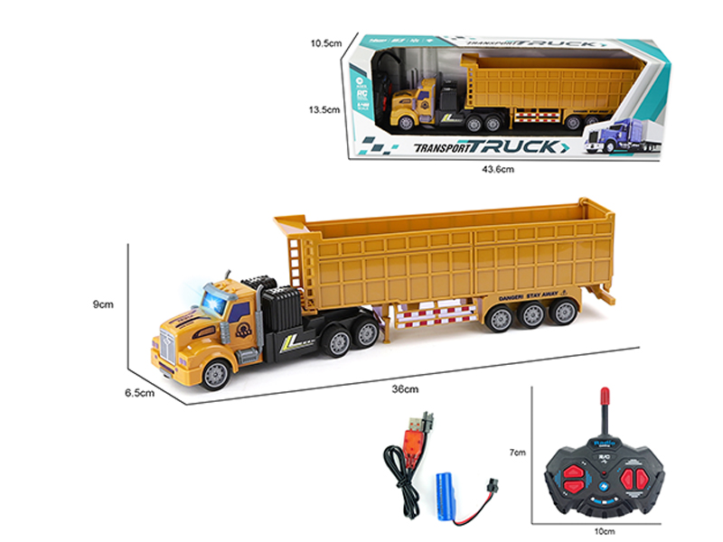 1:48 R/C 4Ch  Long Head Dump Engineering Trailer With Light
