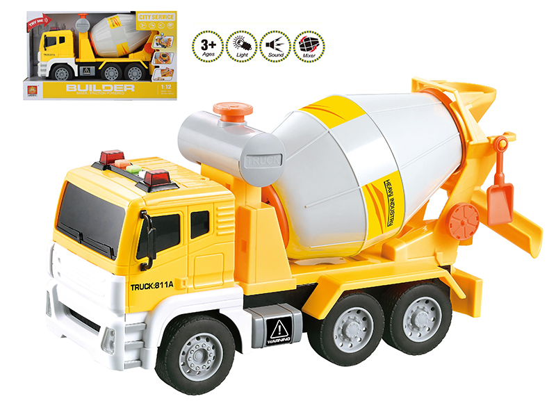 1:12 Friction Cement Tank Engineering Truck(Sound And Light,Multifunction)