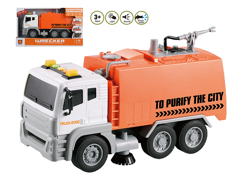 1:12 Friction Sanitation Truck (Sound And Light,Spray Water)