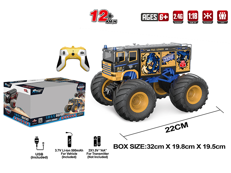 1:18 2.4G Remote Control Monster Trunk - Lights & Sounds