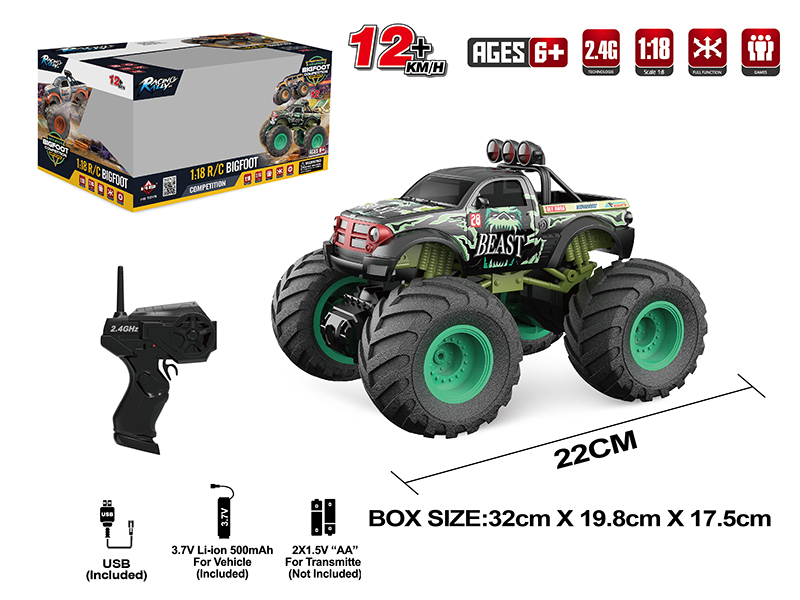 1:18 2.4G Remote Control Oversized Wheel Monster Trunk