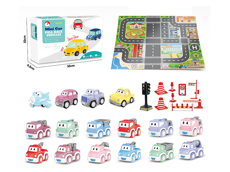 15PCS Pull Back Car + 1 Plane
