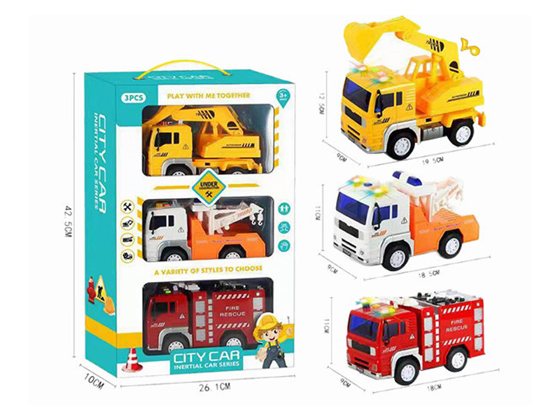 3PCS 1:20 Friction Urban Service Car Package (With Sound And Light)