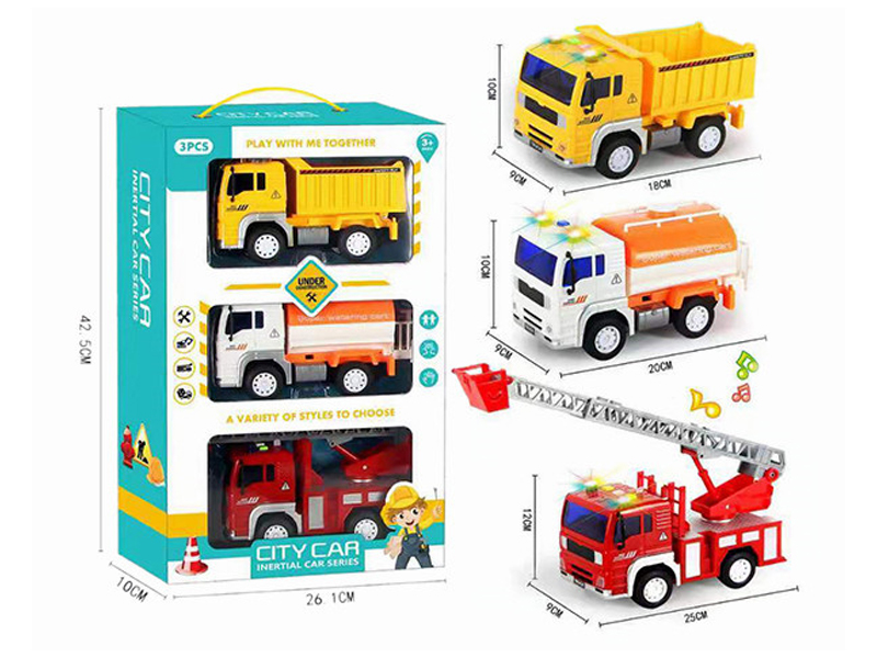 3PCS 1:20 Friction Urban Service Car Package (With Sound And Light)