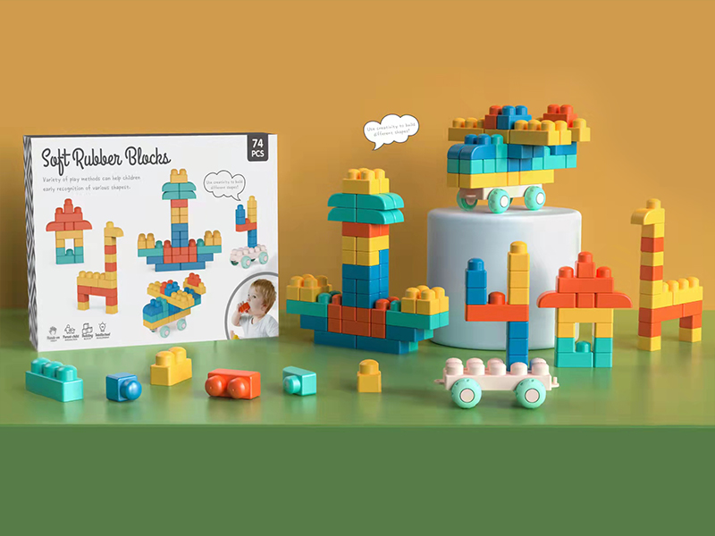 74PCS Puzzle Soft Glue Building Block