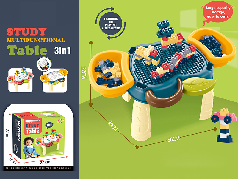 3 In 1 Multifunctional Building Blocks Table(Building Blocks + Screw + Drawing Board)