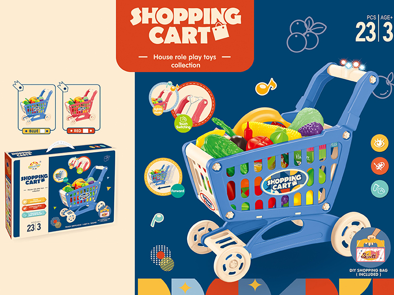 Shopping Cart Set(Touch Handle,Light & Music & Story)