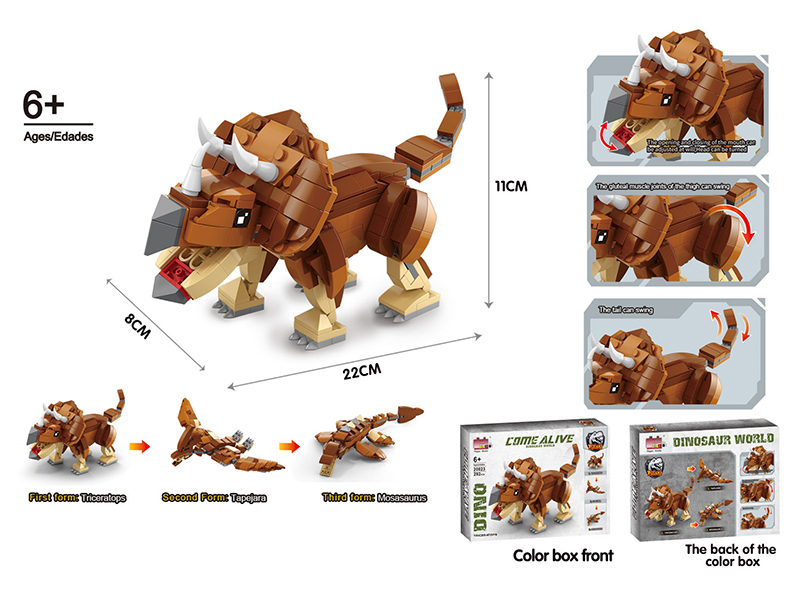 Mini Three Deformation Forms Dinosaur Building Blocks - Triceratops 292PCS