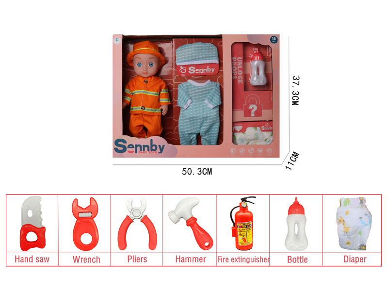 14 Inch Enamel Fireman Doll