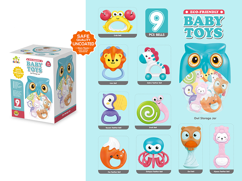 Baby Rattles 9PCS Owl Starage Jar