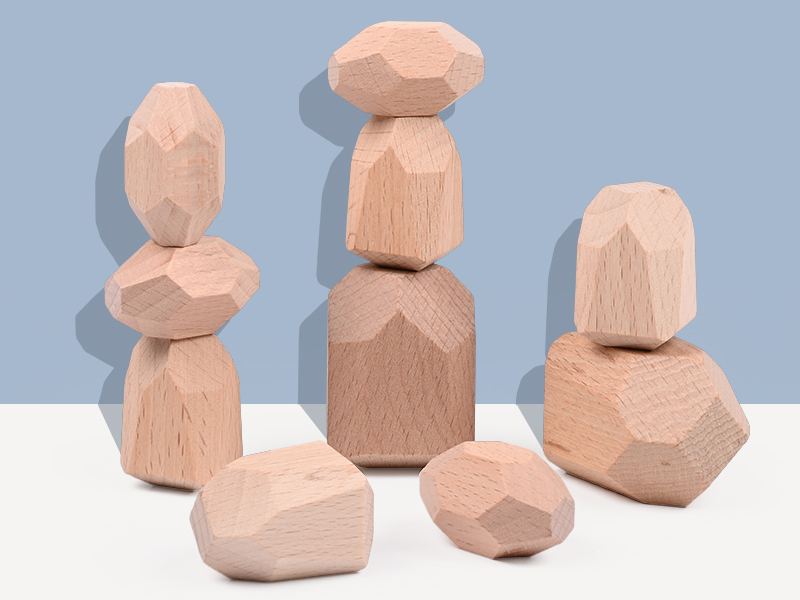 10pcs Wooden Stone Stacking Blocks