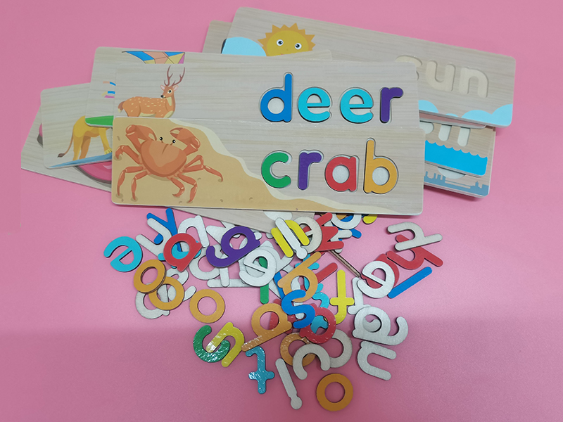 Wooden Double-Sided Cards Word Matching