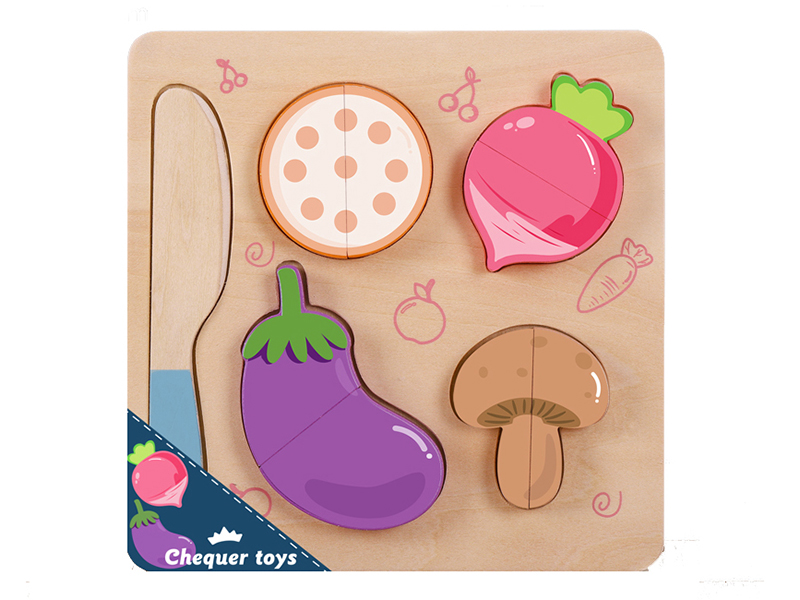 Small Size Matching Board Puzzle Wooden Vegetable Cutting Toy