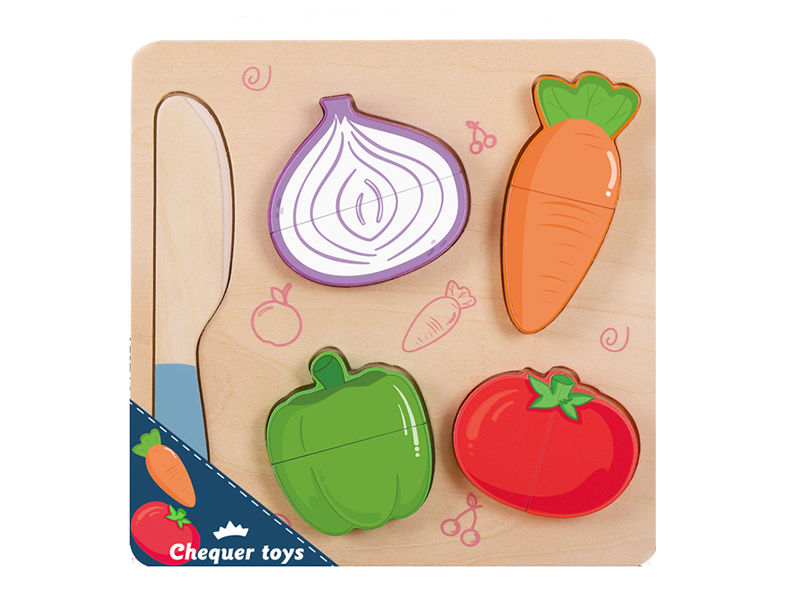 Small Size Matching Board Puzzle Wooden Vegetable Cutting Toy