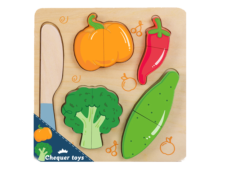 Small Size Matching Board Puzzle Wooden Vegetable Cutting Toy