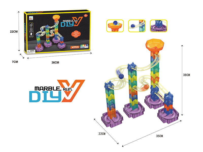 47PCS Diy Ball Track Puzzle Assembly Building Block
