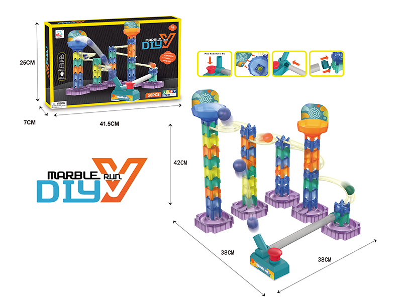 58PCS Diy Ball Track Puzzle Assembly Building Block