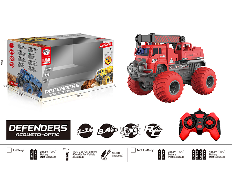 1:16 Remote Control Acousto-Optic Big Wheel Off-Road Fire Engine (Included Battery)
