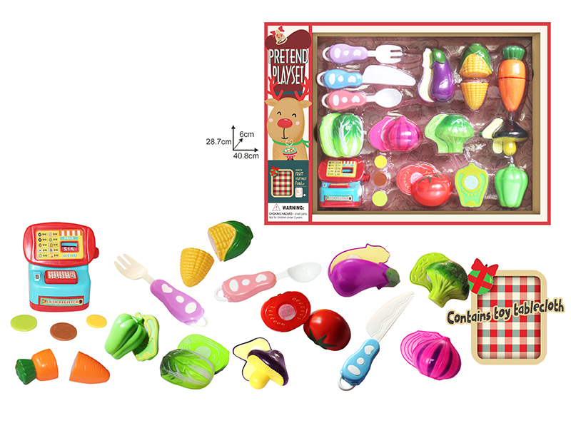 Cash Register + Cutting Vegetable Set(Contains Toy Tablecloth)