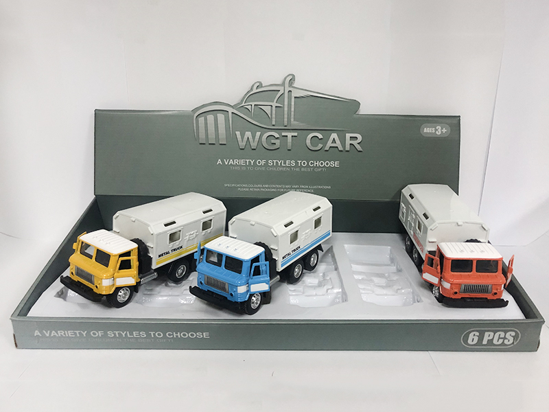 Pull Back Medical Truck With Light And Sound,The Door Can Opened(6PCS)