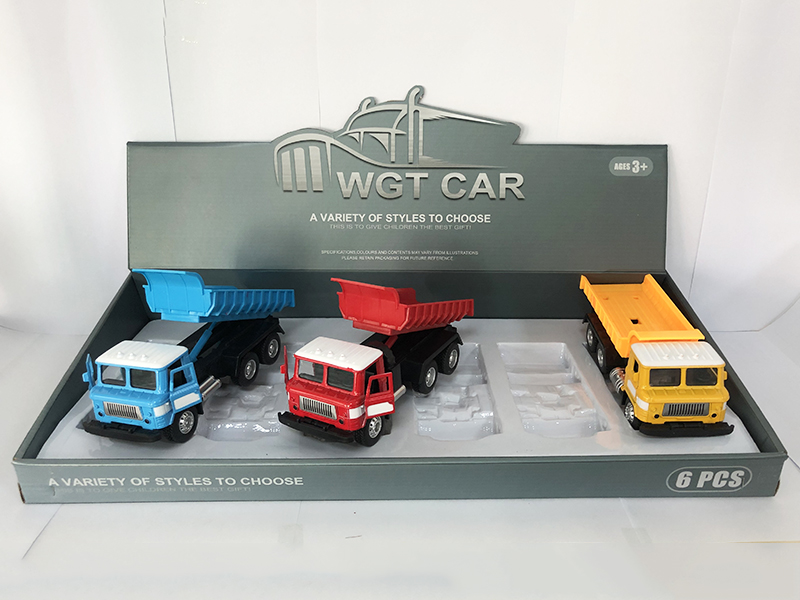 Pull Back Dump Truck With Light And Sound,The Door Can Opened(6PCS)