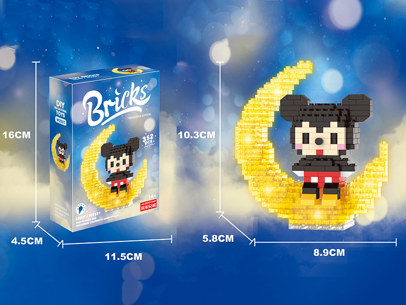 Micro Particle Building Blocks - Moon Mickey Mouse With Light 352PCS
