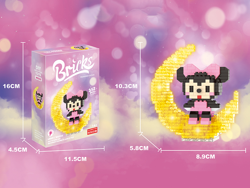 Micro Particle Building Blocks - Moon Minnie Mouse With Light 352PCS