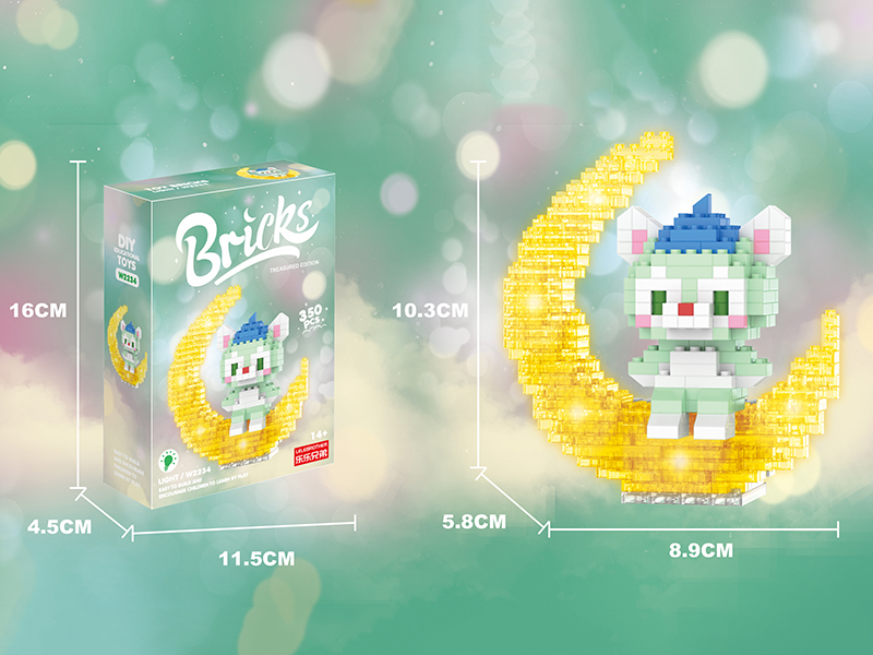 Micro Particle Building Blocks - Moon Painter Cat With Light 350PCS