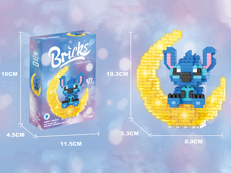 Micro Particle Building Blocks - Moon Blue Stitch With Light 372pcs