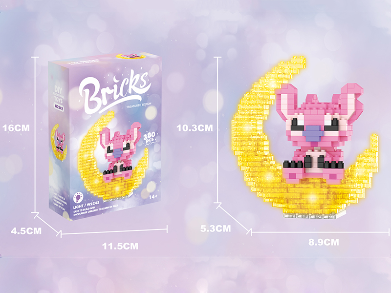 Micro Particle Building Blocks - Moon Pink Stitch With Light 380pcs