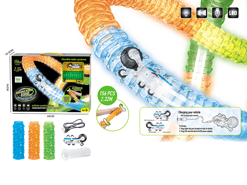 Glow-In-The-Dark Building Blocks Pipeline Car